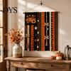 Seasonal Festival Gift Halloween Rag Banner, Orange Black Skull Ghost Pumpkin Hanging Decoration, Rustic Theme Banner Fabric Stripe for Front