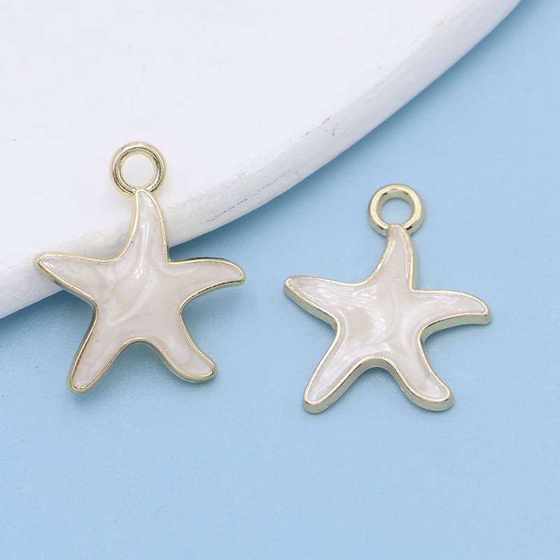 10Pcs Silver Plated Enamel Starfish Charms Pendant For Jewelry Making Earrings Bracelet Necklace Accessories Diy Craft 20X18Mm