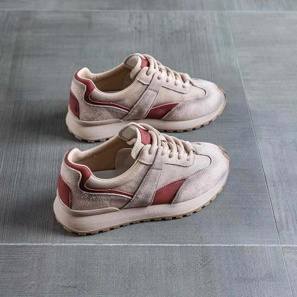 Leather mesh Forrest Gump shoes women's 2025 new autumn breathable retro versatile platform casual sports waffles