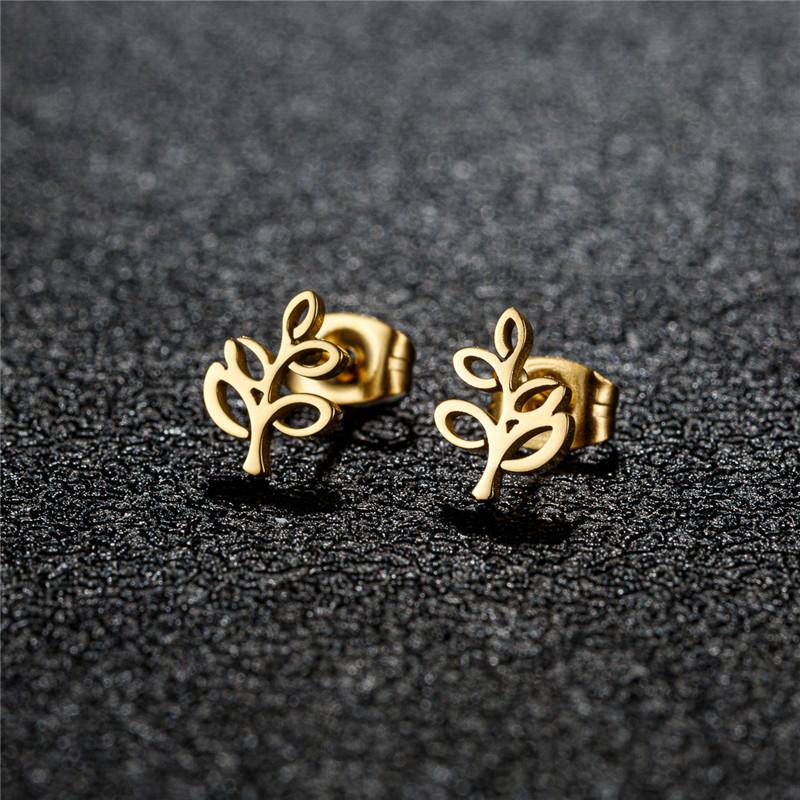 Tiny Star Moon Fashion Stud Earrings for Women Fashion Music Cross Leaf Cup Earings Stainless Steel Jewelry Pendientes Gift