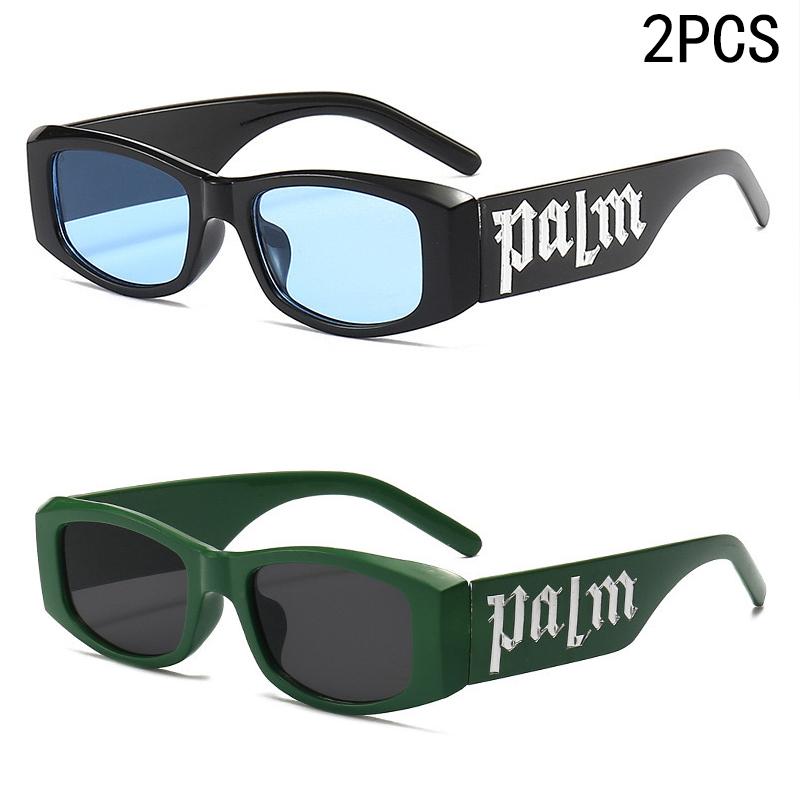 2PCS Small Frame Letter Sunglasses New Instagram Influencer Sunglasses Punk Trend Runway Sunglasses 3059(5326)