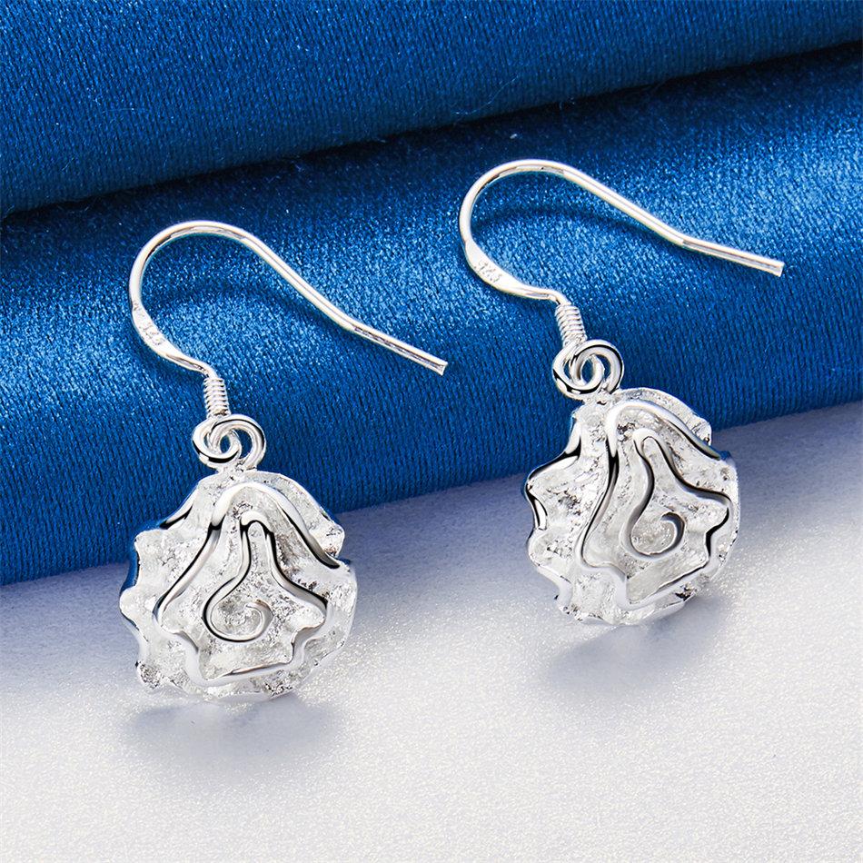 Elegant 925 Sterling Silver Exquisite Rose Earrings for Women, Fashionable Wedding Jewelry Accessories