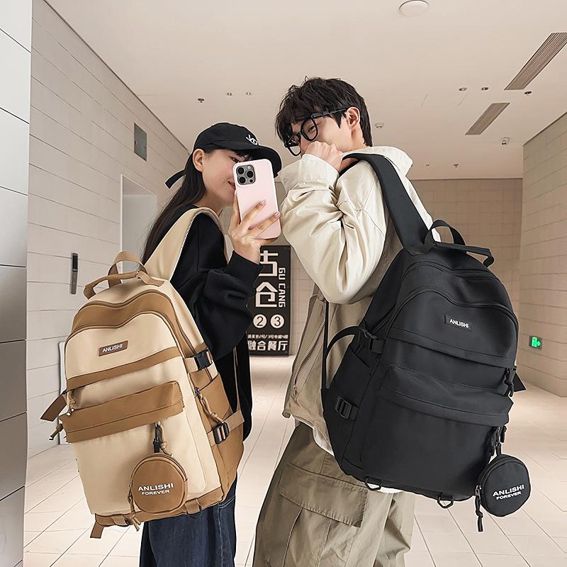 Schoolbag Backpack Men's and Women's Large Capacity Simple Student School Bag Lightweight Travel Bag Commuter Computer Backpack School Bag