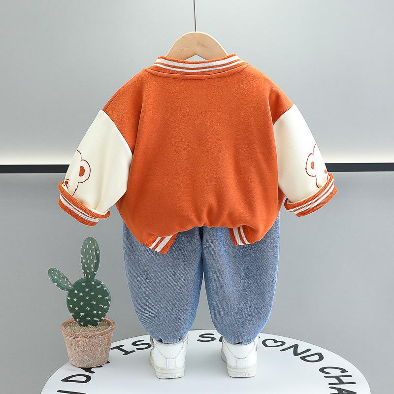 2025 Spring Trendy Infant Boys' Bear Baseball Uniform 3-Piece Set