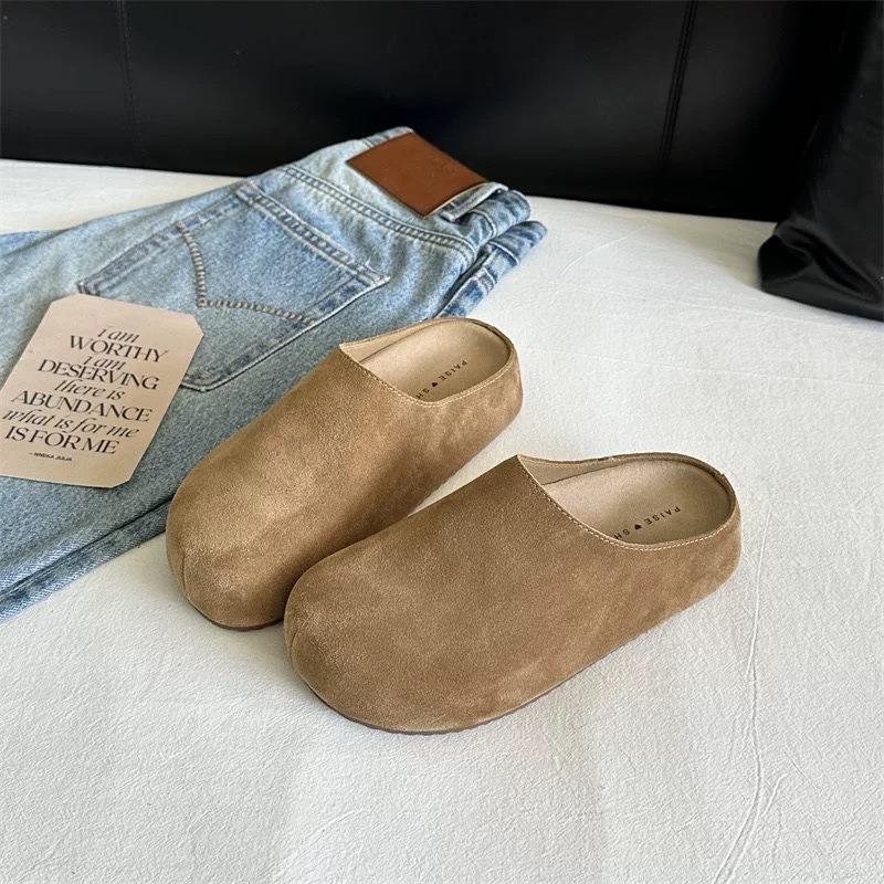 Autumn new fashionable versatile and lightweight women's retro casual one-pedal bag head slippers shoes