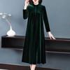 Robe d'automne pour femmes Couleur unie Ample Manches longues Boutonnée Maxi Robe Garder au chaud Velours Grande taille Maman Robe de printemps Vêtements pour femmes