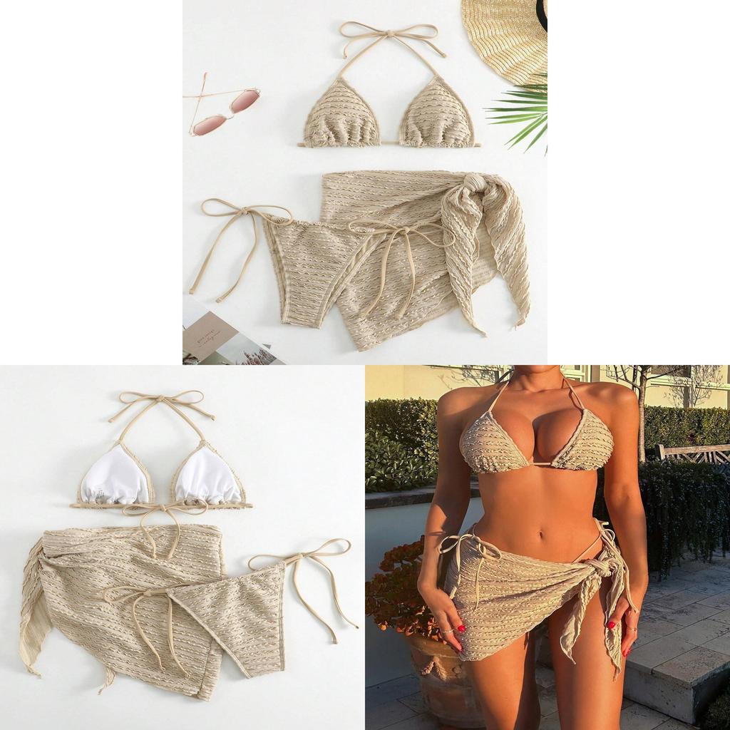Classic Solid Color Bikini Set With Polyester And Spandex For Swimming Water Sports Women
