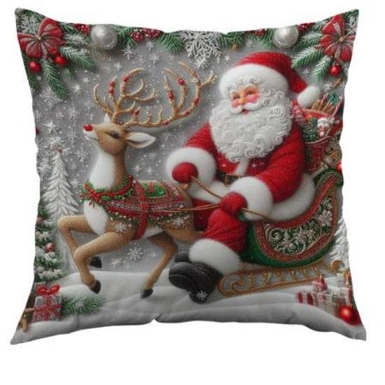 Weihnachts-Kissenbezug Bedruckt Weihnachtsmann Geschenk Feiertag Zuhause Kissen Kissenbezug