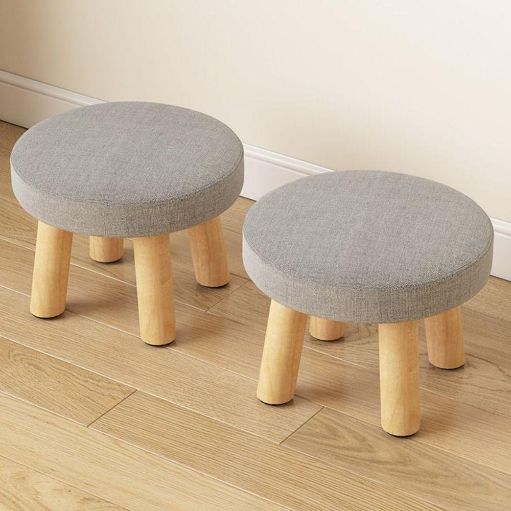Non-Skid Solid Wood Small Foot Stool Soft Shoe Changing Chair Small Footstool Ottoman Office