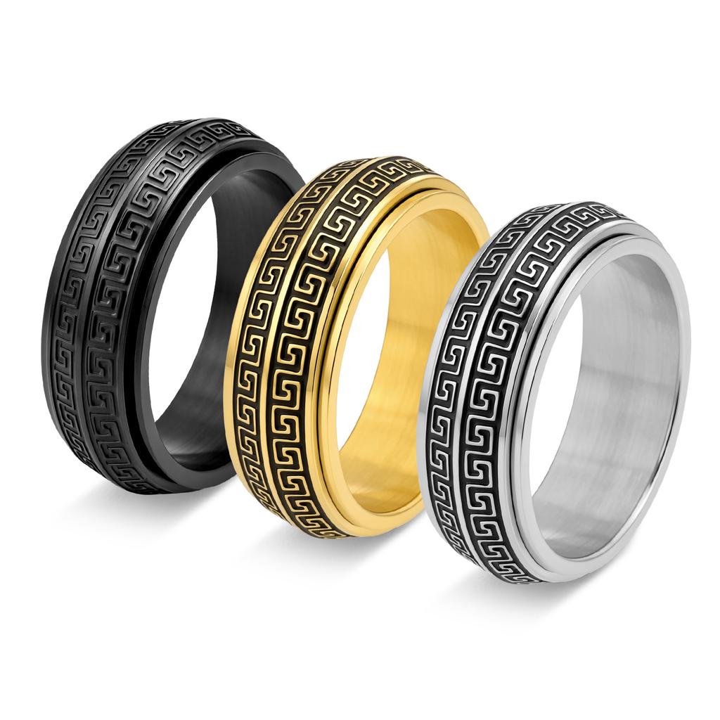 2026 Great Wall Pattern Men's Rotatable Return Pattern Ring Fashionable Trendy Men's Stress Relief Ring