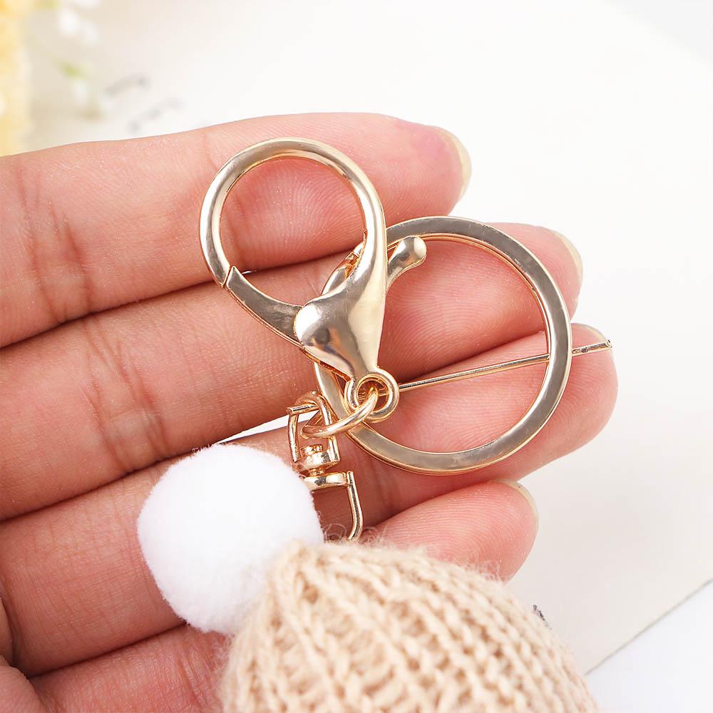 Keyrings Women Girl Pompom Keyrings Plush Doll Keychains Fluffy Plush Doll Sleeping Baby Keychain