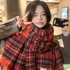 Large Version of the New Fashion Plaid Fringed Scarf Women's Winter Warm Long Christmas Scarf