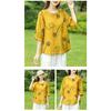 Summer Printed Cotton and Linen T-shirt Mid-sleeve Fashionable Shirt Loose Large Size Middle-aged and Elderly Women's Summer Top