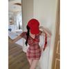 MR Has Shipped, Sweet Spice Girl Red Plaid Dress Women's Summer Small Slim Mesh Hip Skirt Short Skirt