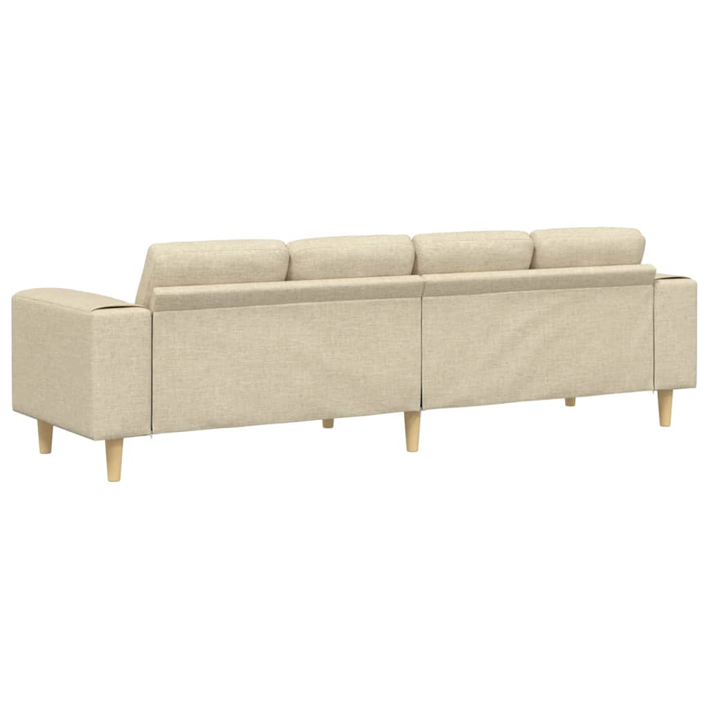 Living Room Sofa Cream 250 x 77 x 76 cm Polyester