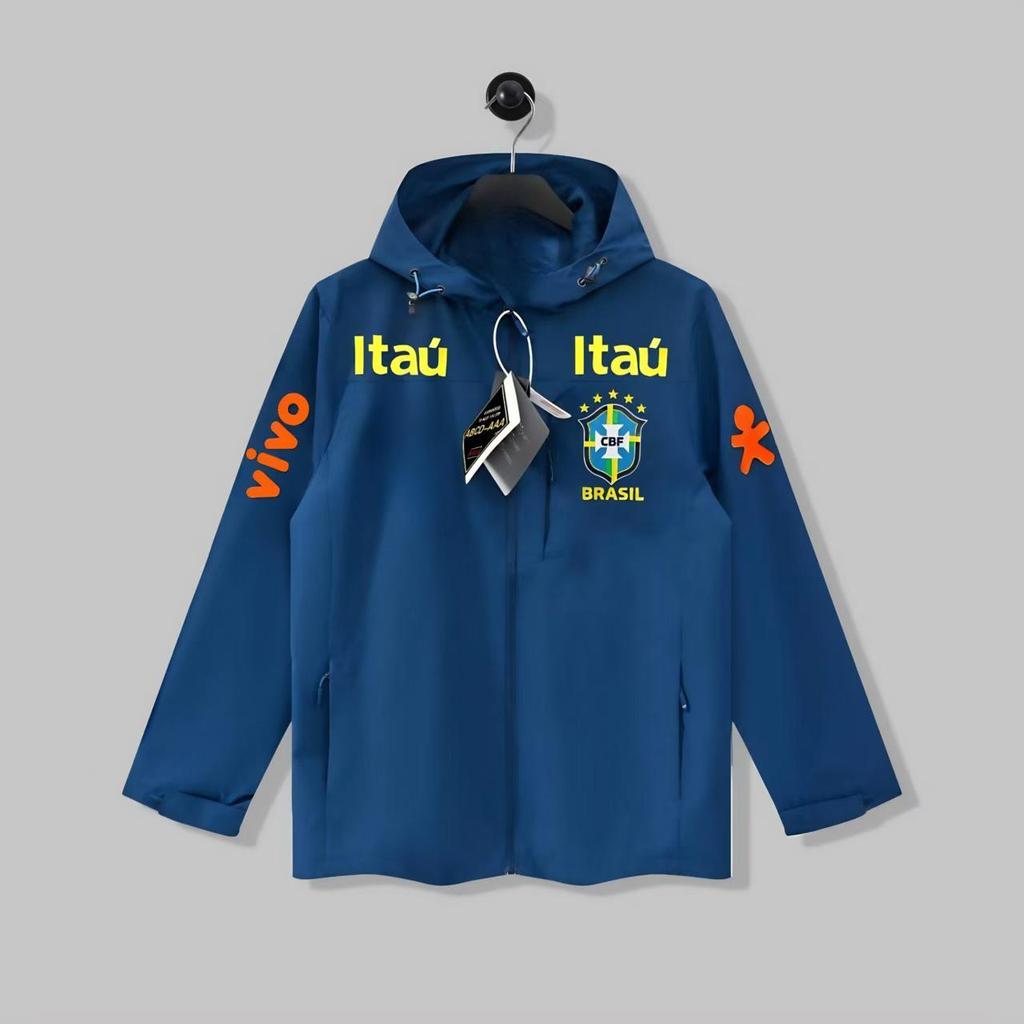 Windjacke Nationalmannschaft Brasilien: Unisex dünne, winddichte, wasserdichte Fußballjacke