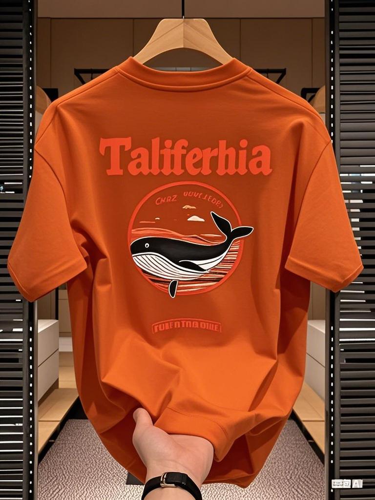 Pure cotton short-sleeved T-shirts for men and women high-end trendy T-shirts for the new summer of 2025 and Marine animals