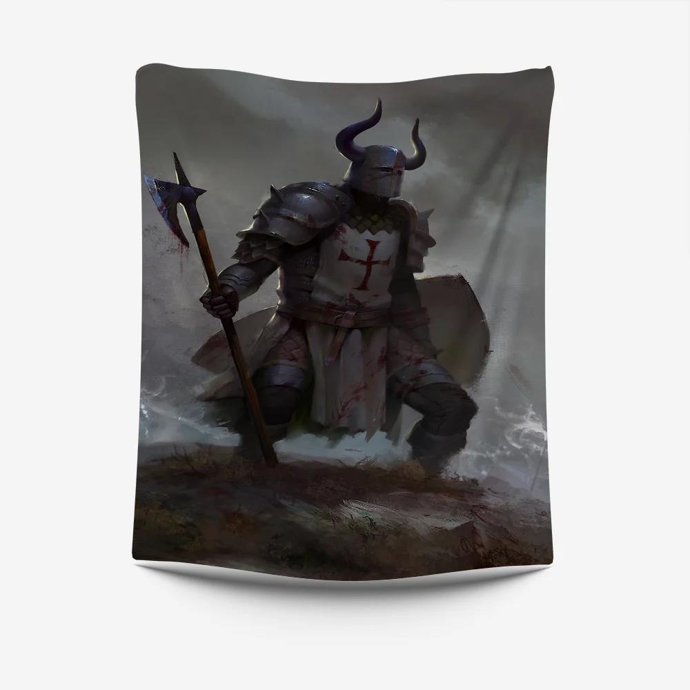 Medieval Knight Tapestry Crusader Warrior Design Perfect for Historical Themed Room Decor Large Wall Hanging Artwork