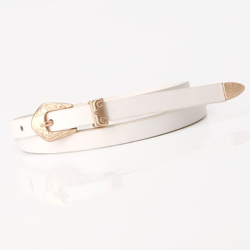 New Women's Matte Multi-color Pu Thin Belt Alloy Carved Three-piece Set Simple Versatile Dress Decorative Belt