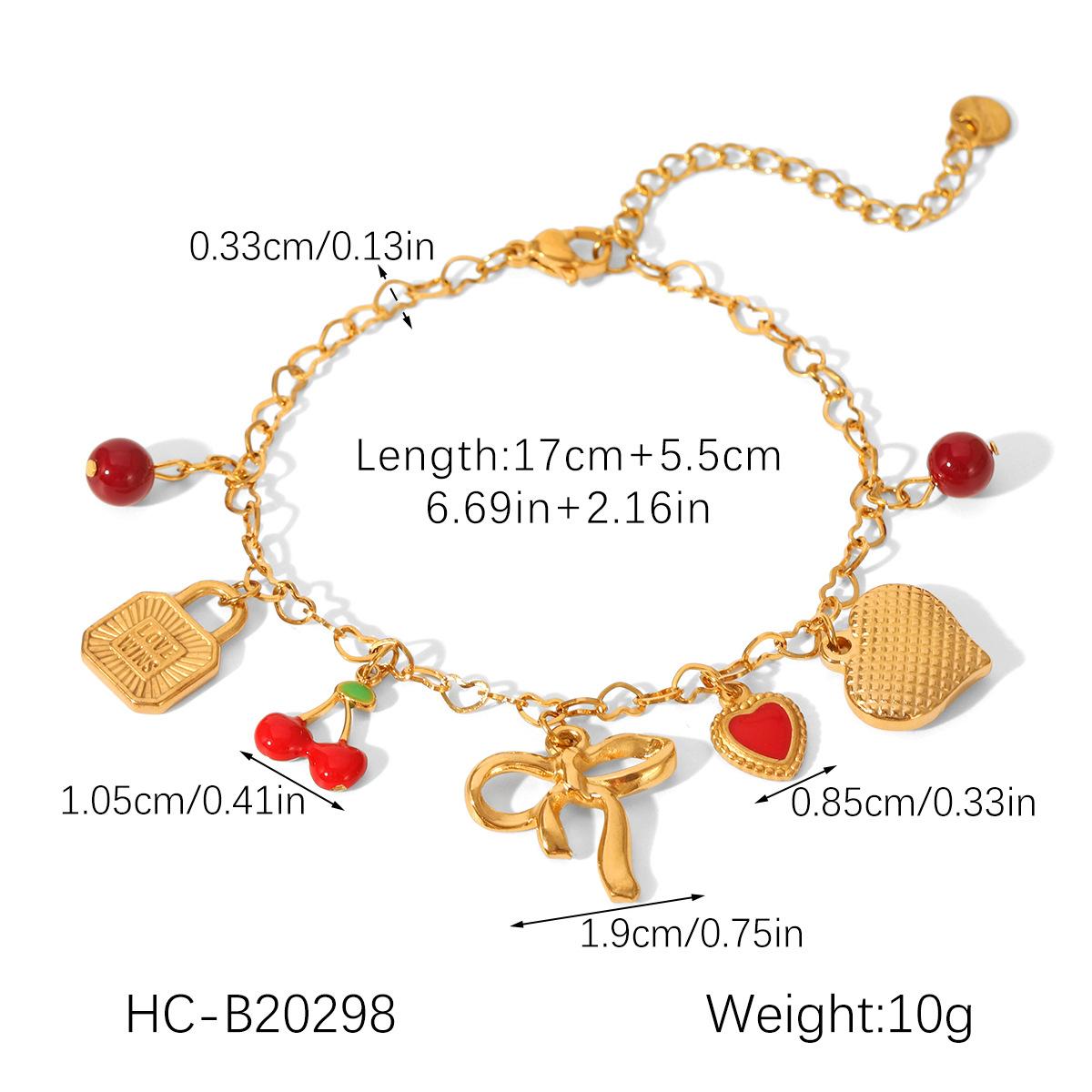 

Cuban chain diamond-encrusted heart eight-pointed star pendant bracelet, unique trendy jewelry
