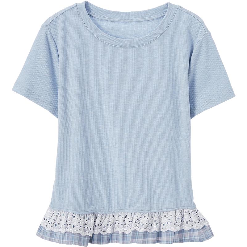 BETU Women s Lace Ruffle Short Sleeve T-Shirt S