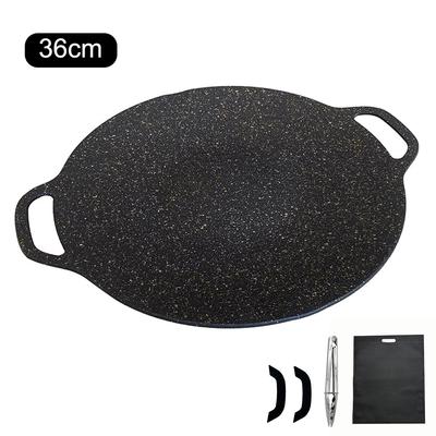 Oljefritering Stekepanne Non-stick Flat Pannekakestekeplate Grillbrett med Matklype Anti-skåldingshåndtak for Utendørs Camping Grillverktøy