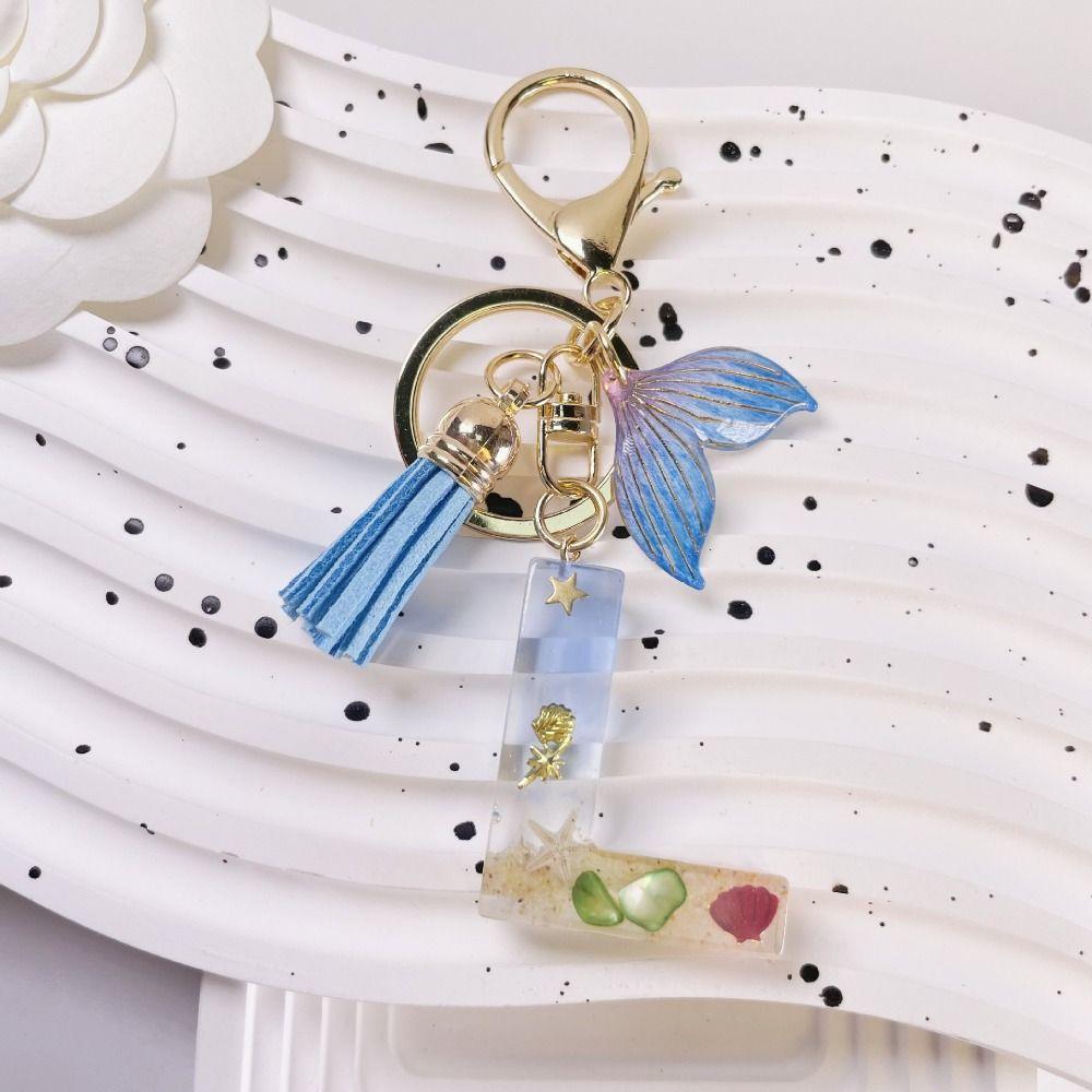 

Синяя кисточка Инициалы Хвост рыбы Подвеска Буквы от A до Z 26 Букв Брелок Декор для сумки L