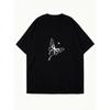 Oversized T Shirt Dress Black Butterfly Print And Sparkle Design Casual Wear For Women