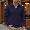 Men's Long Sleeve Jacquard Half-Zip Pullover Hoodie with Lapel for Spring and Autumn