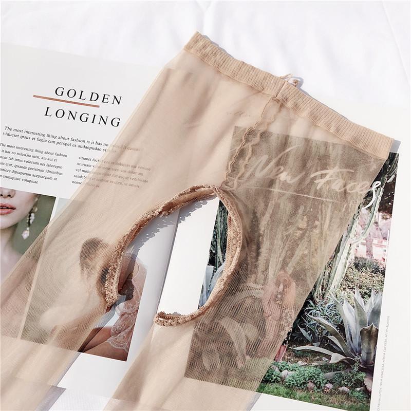 2Pairs 0D Sexy Breathable Tights Open Crotch Transparent Women Pantyhose Ultra-Thin Nylon Tights Stretchy Stockings Female