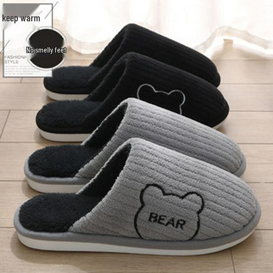 Men's and Women's Extra Large Plush Cotton Slippers - Warm, Non-Slip, Indoor Use for Autumn and Winter