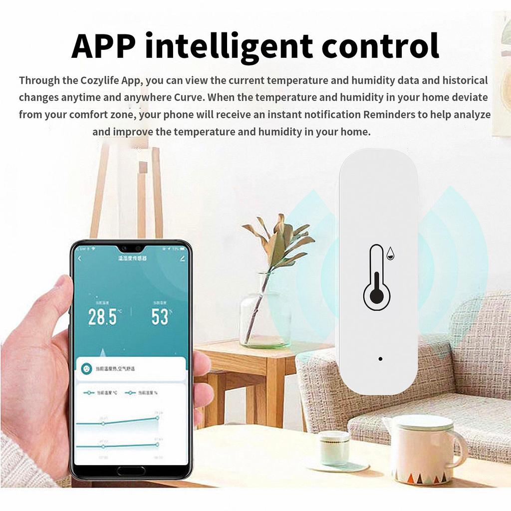Smart WiFi Bluetooth Temperature & Humidity Sensor – Indoor Wireless, App-Controlled