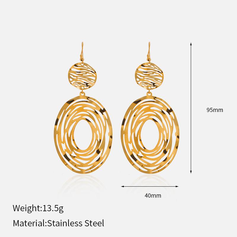 European and American style gold geometric earrings for women, fashionable versatile trendy design earrings, stainless steel electroplated 18K gold 