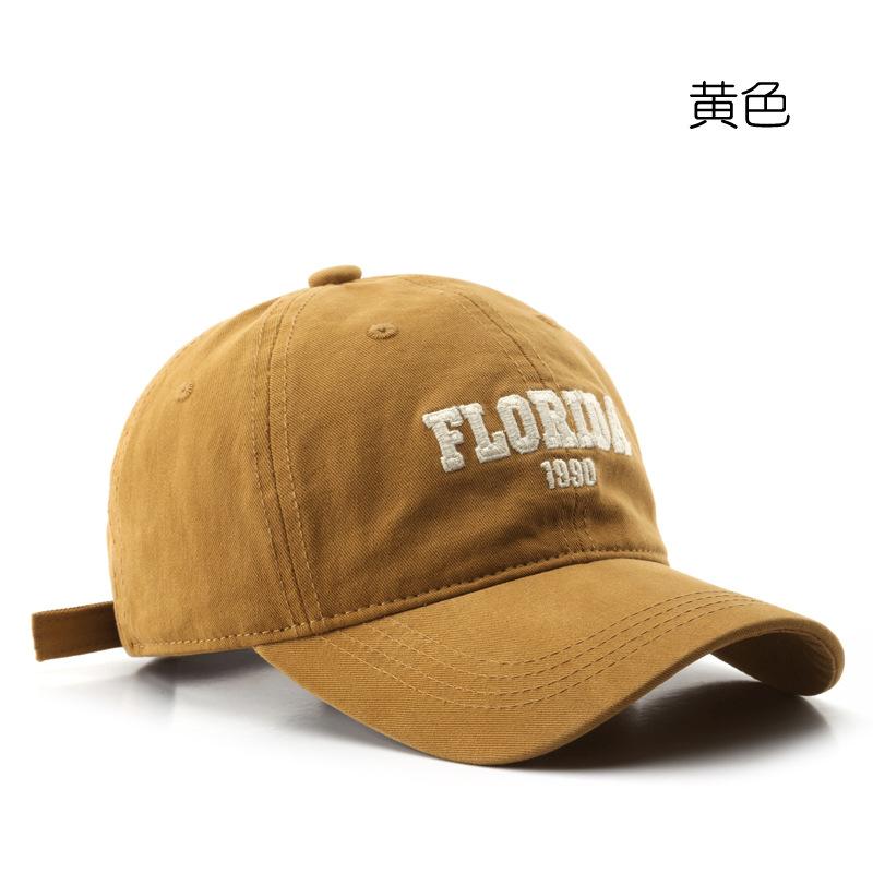 Japanese retro women's spring and autumn washed cotton letter embroidered cap outdoor travel men's sunscreen baseball cap