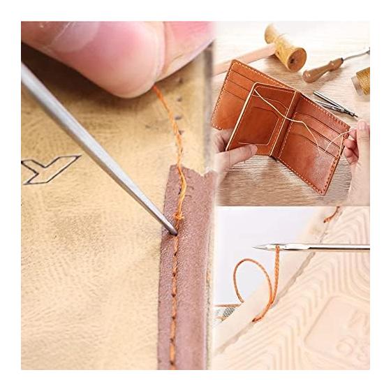 YFFSFDC 14PCS Leather Technology Leather Tools Set Hand Sewing Machine Sewing Tools Leather Tools Wax Thread Needle Sewing Thread Presser Tool DIY