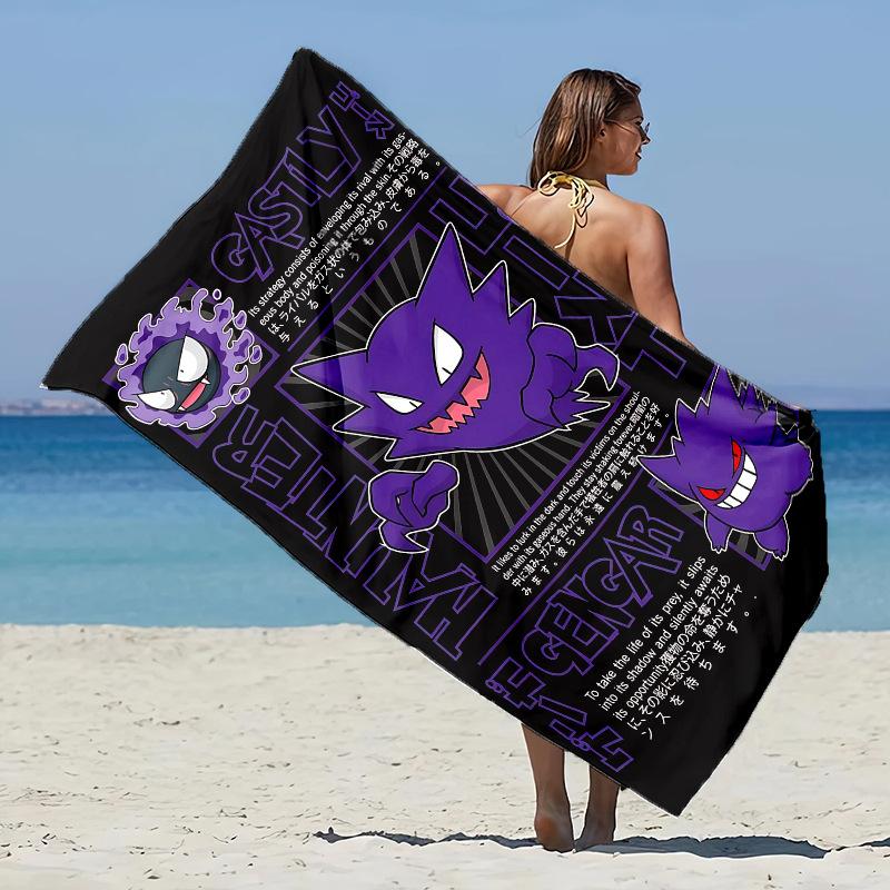 Children'S Bath Towel Gengar Towel Theme Beach Blanket Quick Dry Soft Swimming Towel For Beach Pool Bathyoga