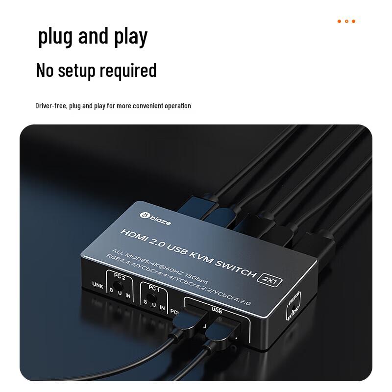 BIYAS HDMI 2.1 KVM-Umschalter 2 Ein 1 Aus 8K60Hz mit USB-Sharing