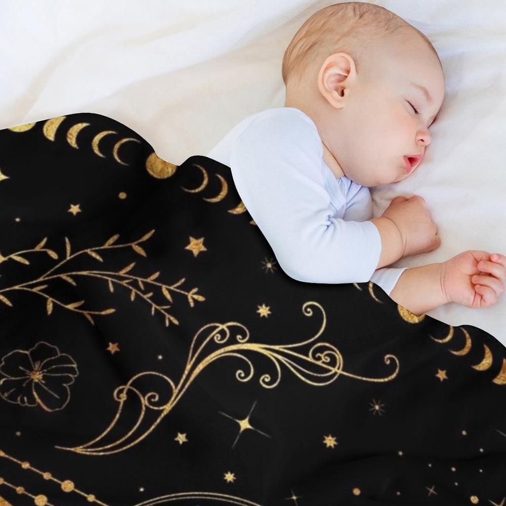 Celestial crescent moon with floral accents and moon phase Throw Blanket Soft Cozy Blanket for Pet Kids Adults