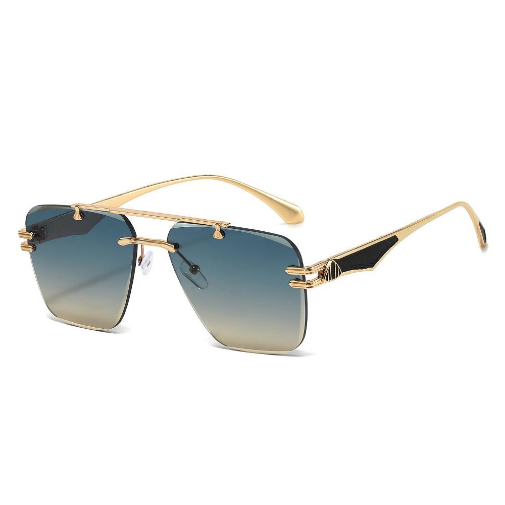 New European and American style frameless sunglasses gradually change color sunglasses metal texture paint sunshade glasses
