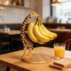 Banana Holder Stand Wood Giraffe with Stainless Steel Hook Giraffe Design Bananas Hanger Fruit Keeper for Kitchen Counter Under Cabinet