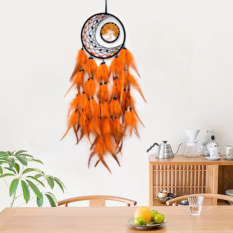 Nordic Tree Of Life Crystal Wall Hanging Ornaments Dream Catcher Hand-woven Feather Wind Chimes Festival Gifts Home Decorations