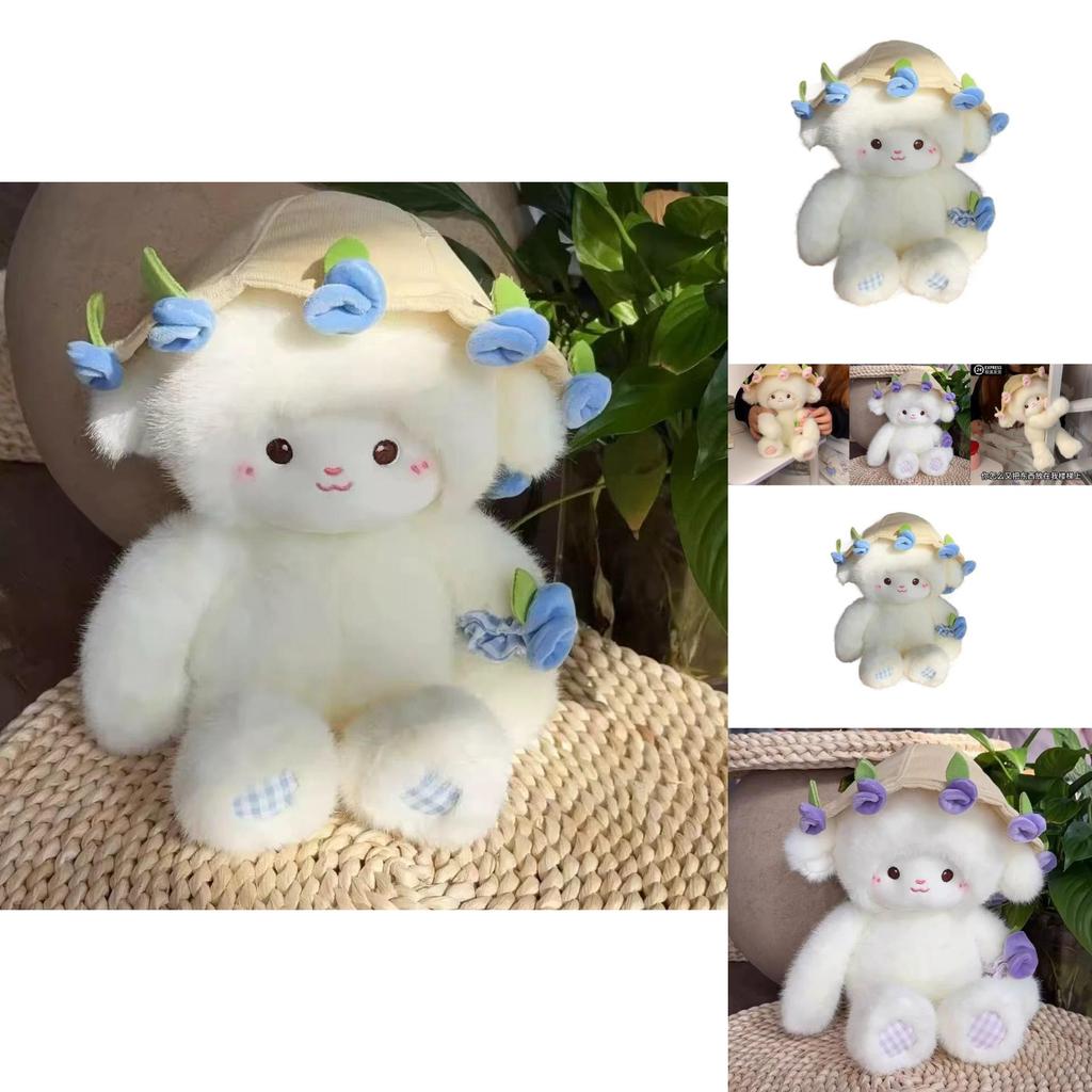 Plush Sheep Toy With Rose Bouquet For Valentines Day And Gift Giving