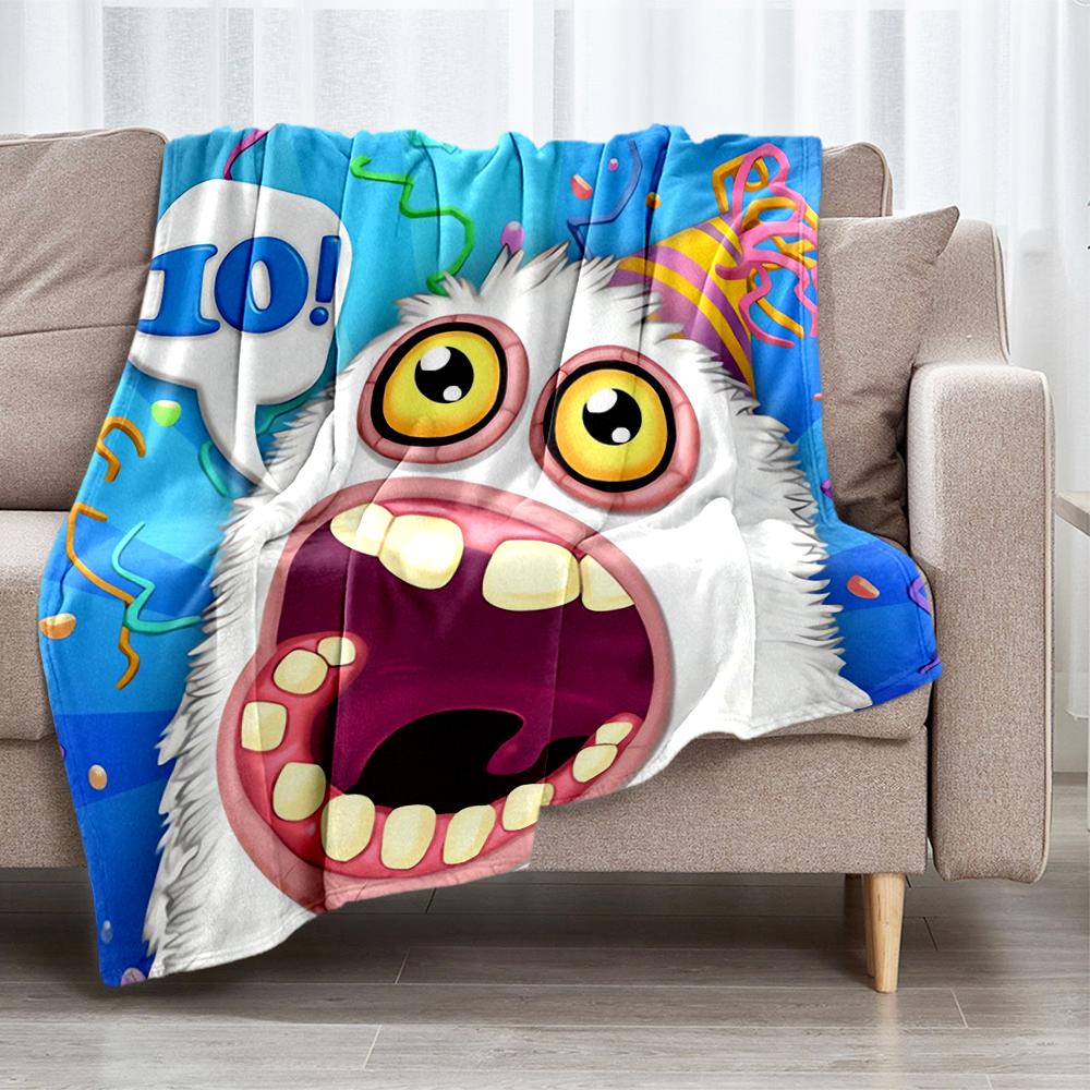 My Singing Monsters Spielplatz-Thema Bedruckte Decke - Perfekt für Sofa, Bett, Reisen & Außenbereich | Maschinenwaschbar, Gemütlich & Langlebig.
