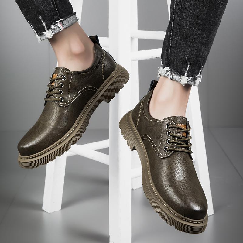 Men's Autumn And Winter Casual Shoe Lace-Up Thick-Soled Walking Shoe Anti-Slip  Breathable And Comfortable Business Formal Shoes