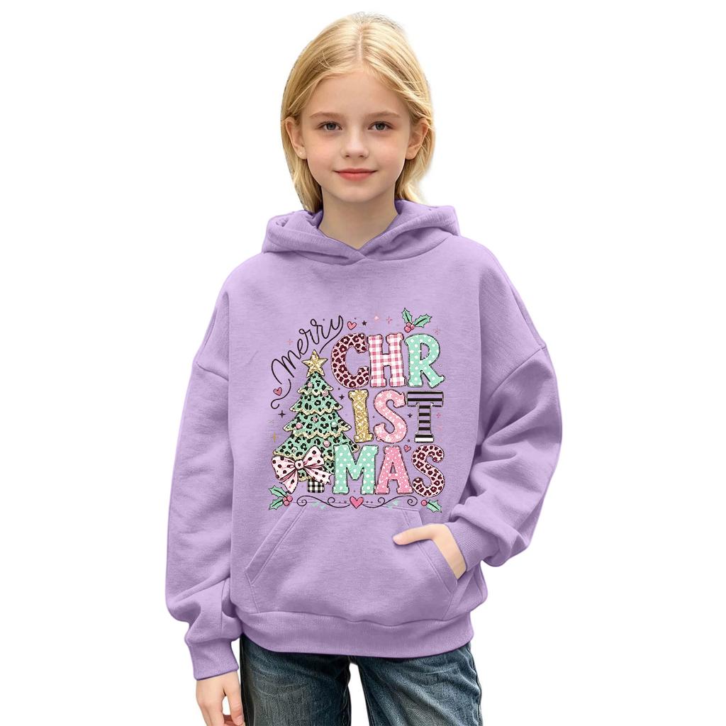 Boys and Girls Christmas Hoodie Sweatshirt Casual Comfortable Pullover Top for Holiday