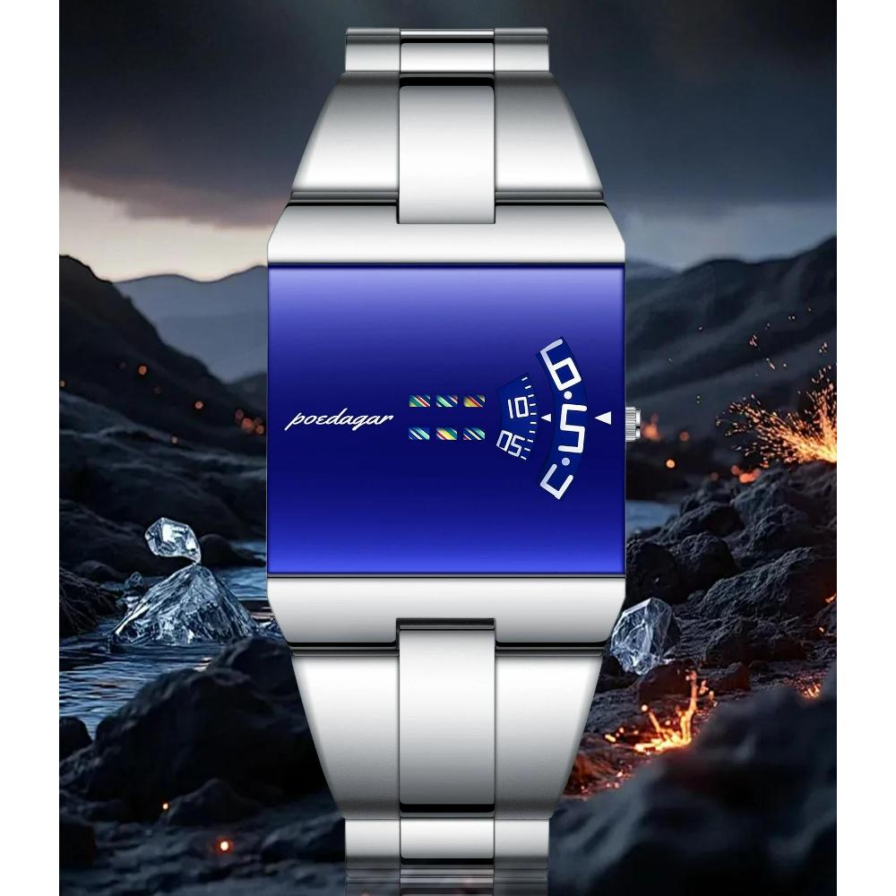 POEDAGAR Fashion Original Male Watch Waterproof Business Elegant Men's Clock Stainless Steel Quartz Casual Watches For Man Reloj