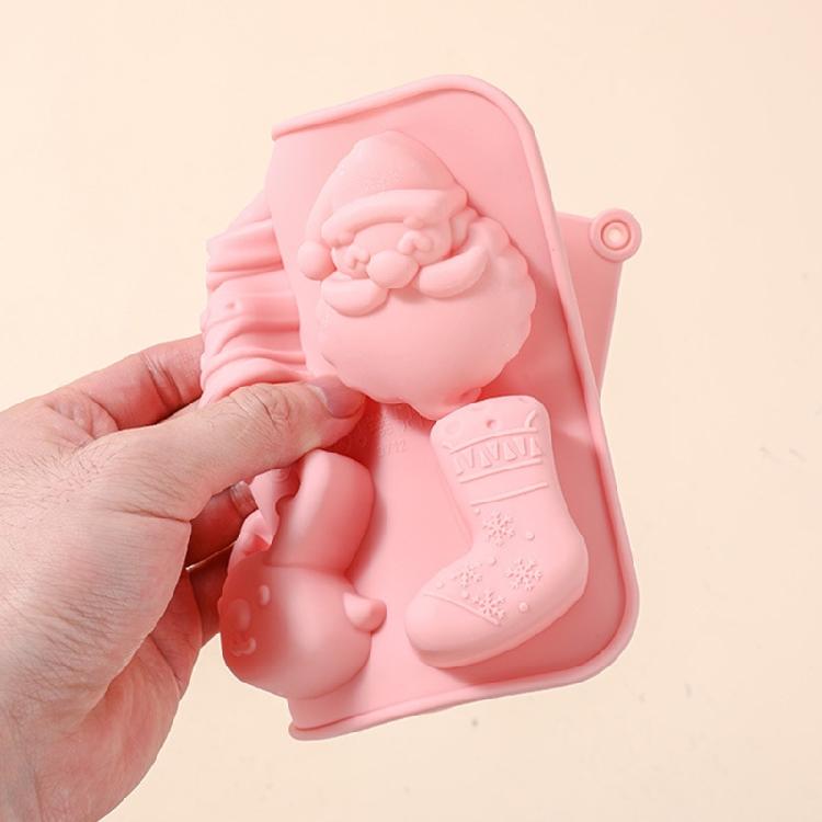 Flexible Silicone Molds For Holiday Cookie Chocolate Santa Theme Food Safe Baking Mould For Family Activity