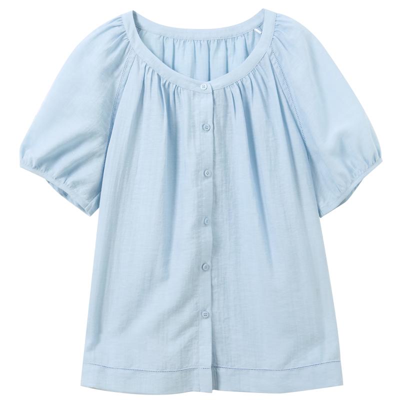 Sancai Lyocell Loose Fit Round Neck Short Sleeve Shirt S