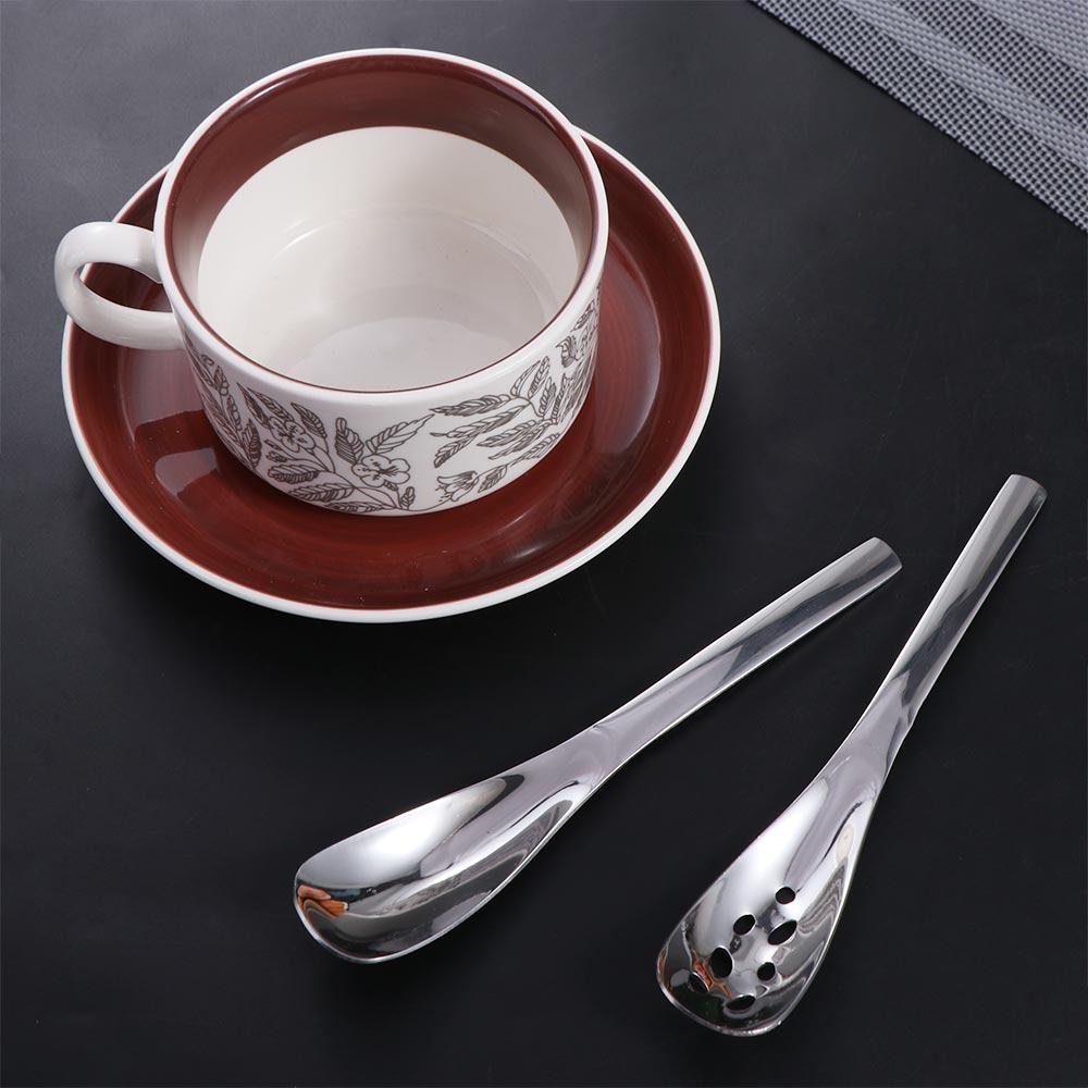 Silver Soup Spoon Long Handle Colander Household Dessert Spoon Ice Cream