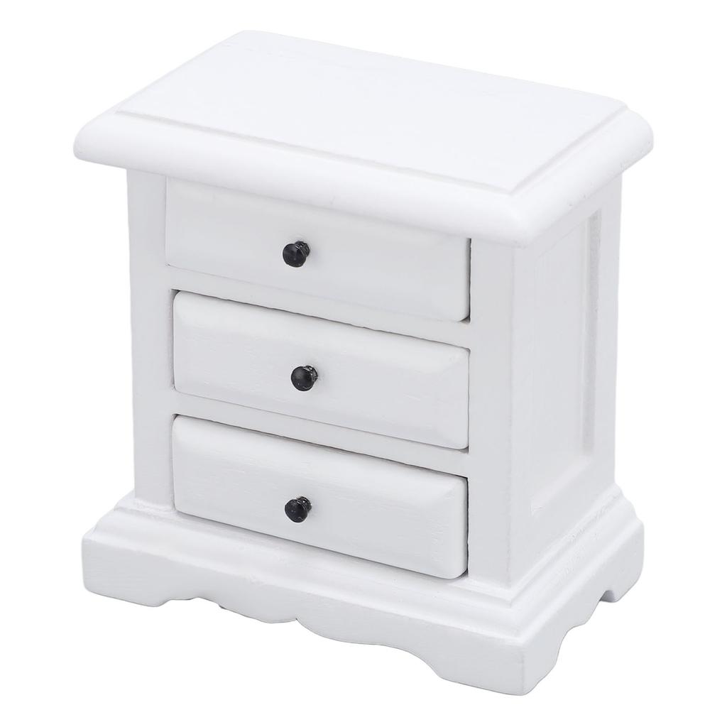 1:12 Scale   Night Stand Birch Wood 3 Drawers    Ature   Bedside Table for Home Decor